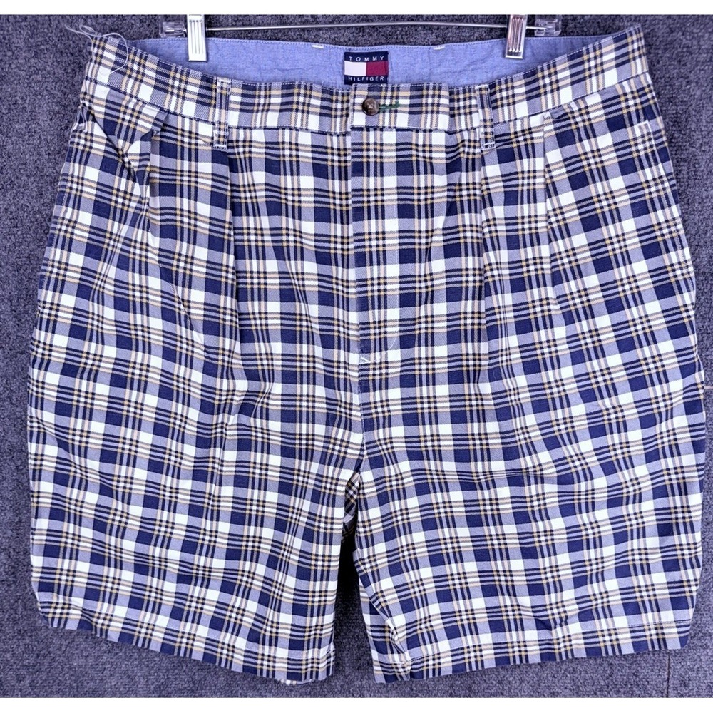 Y2K Tommy Hilfiger Plaid Shorts 90s Men's 40 Multicolor 100% Cotton 8''